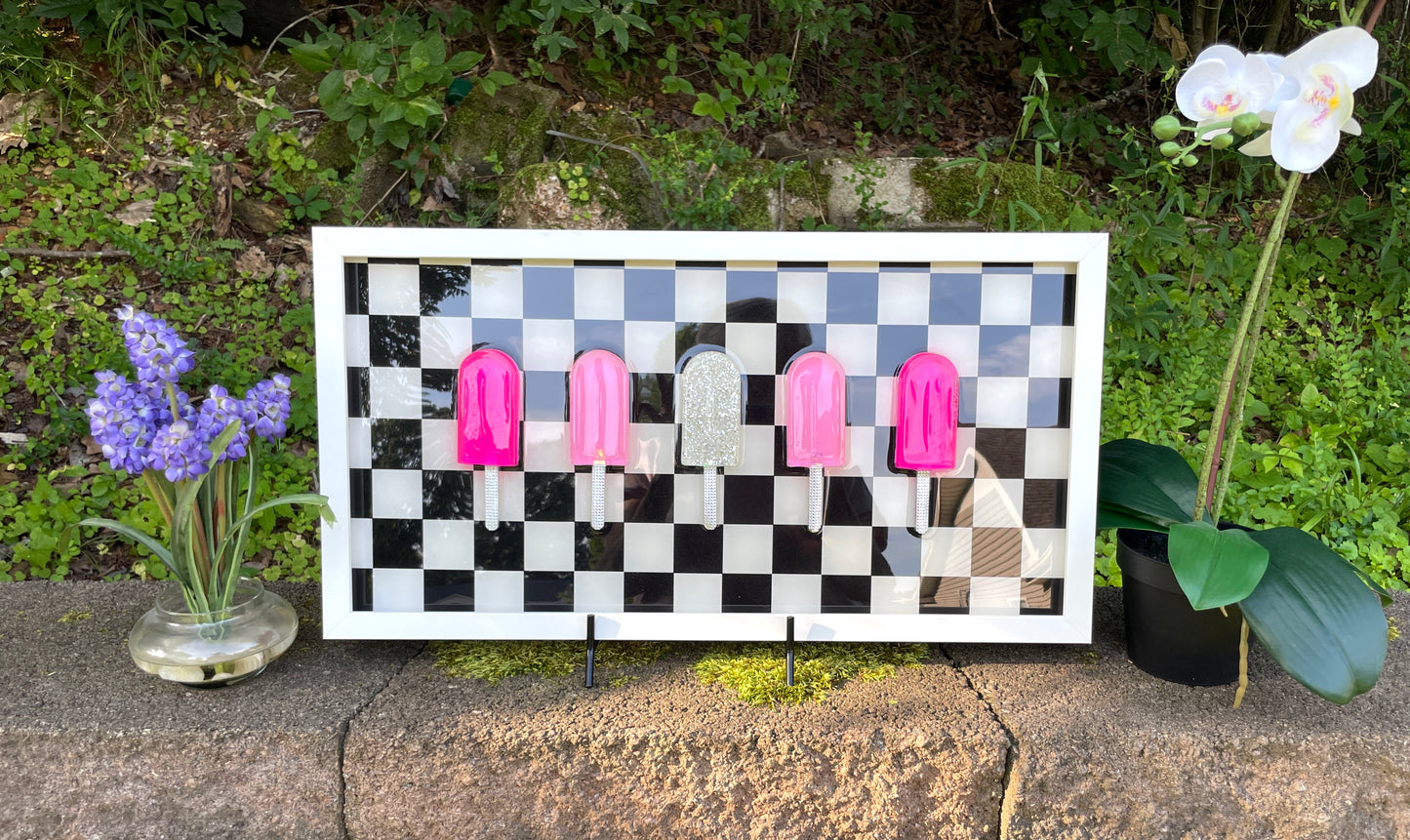 Princess Pink Popsicles 3D Resin Framed Art - 5 Pops