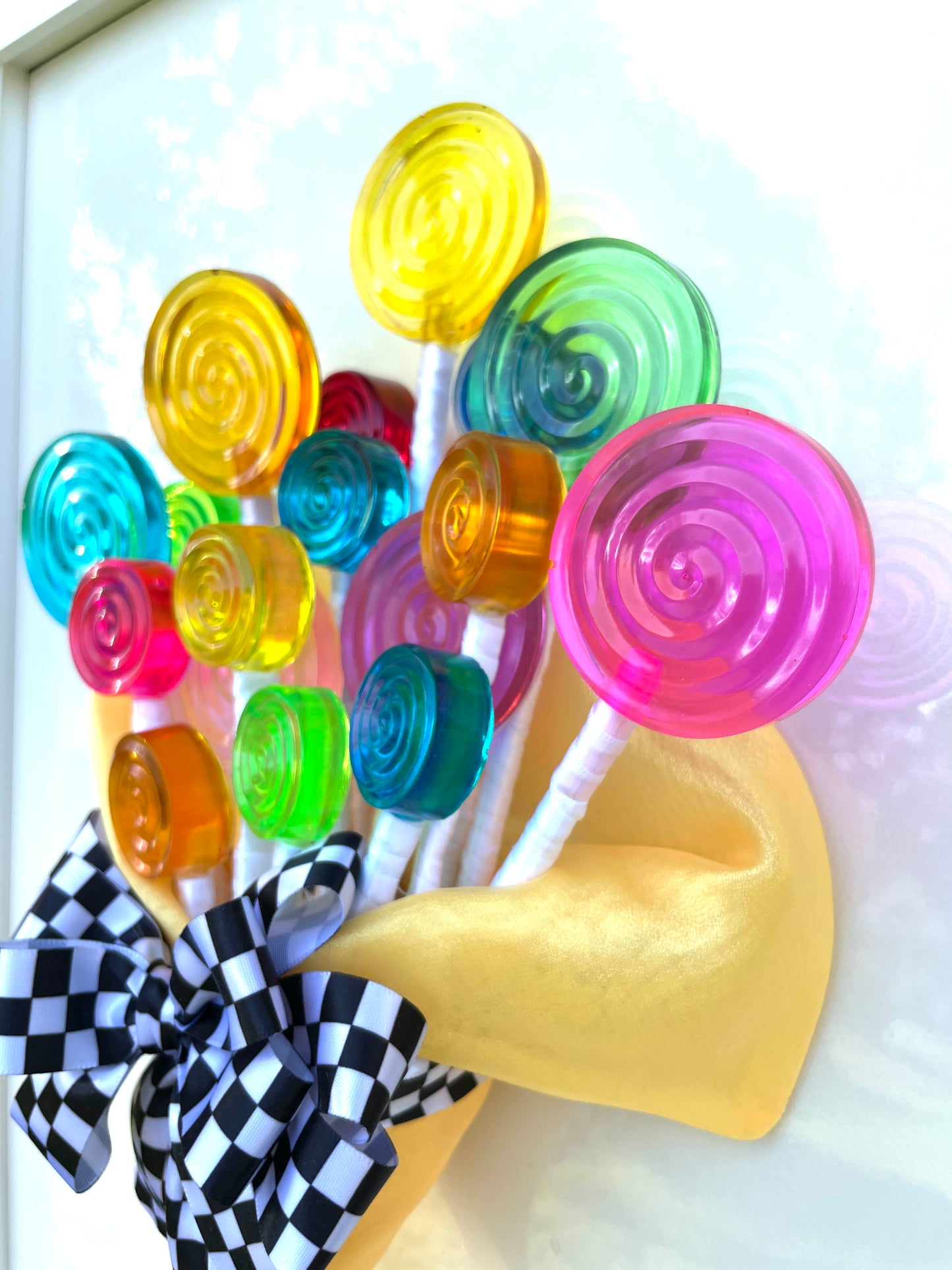 Rainbow Lollipop 3D Resin Framed Art