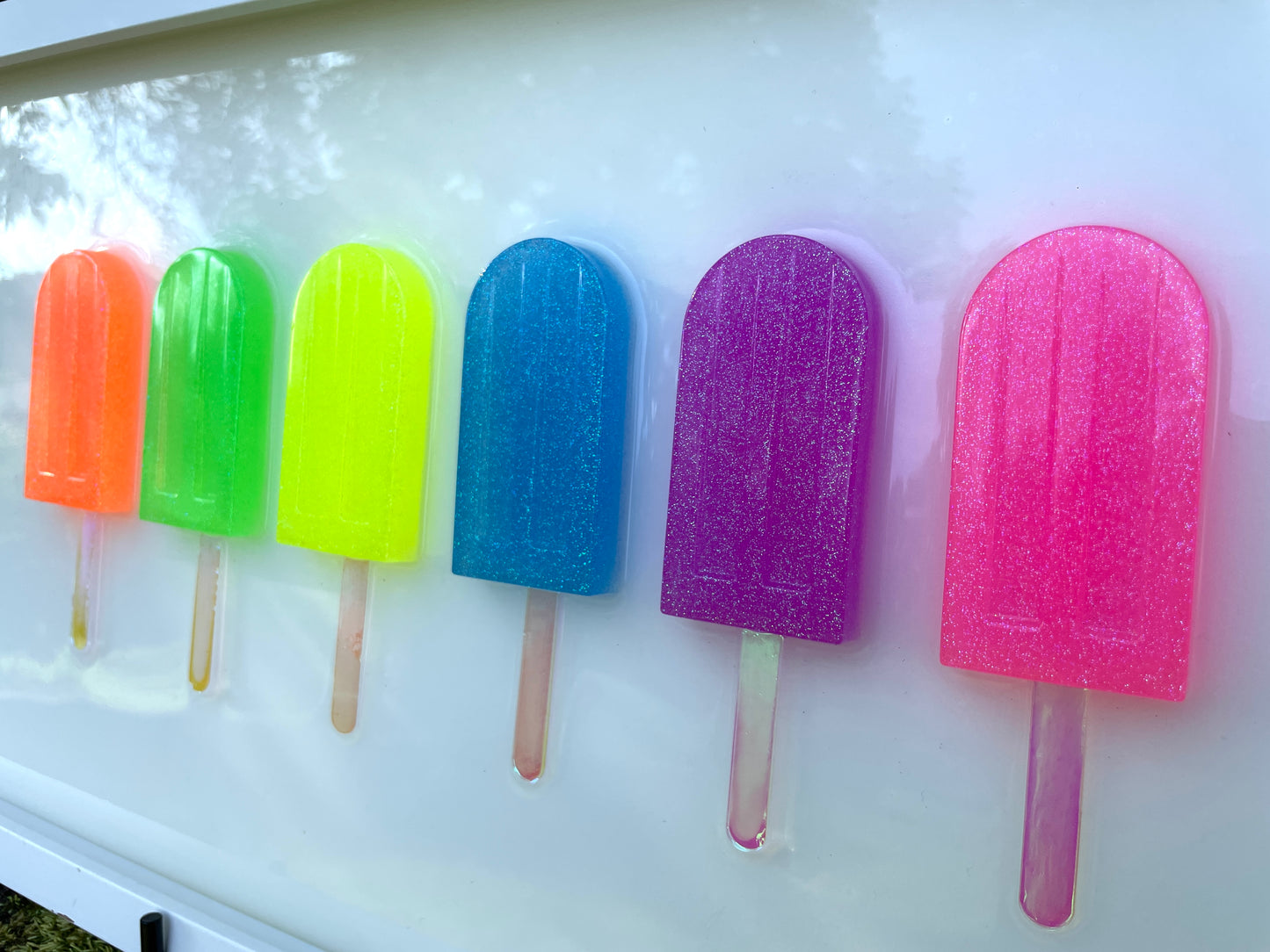 Glitter Neon Popsicles 3D Resin Framed Art - 6 Pops