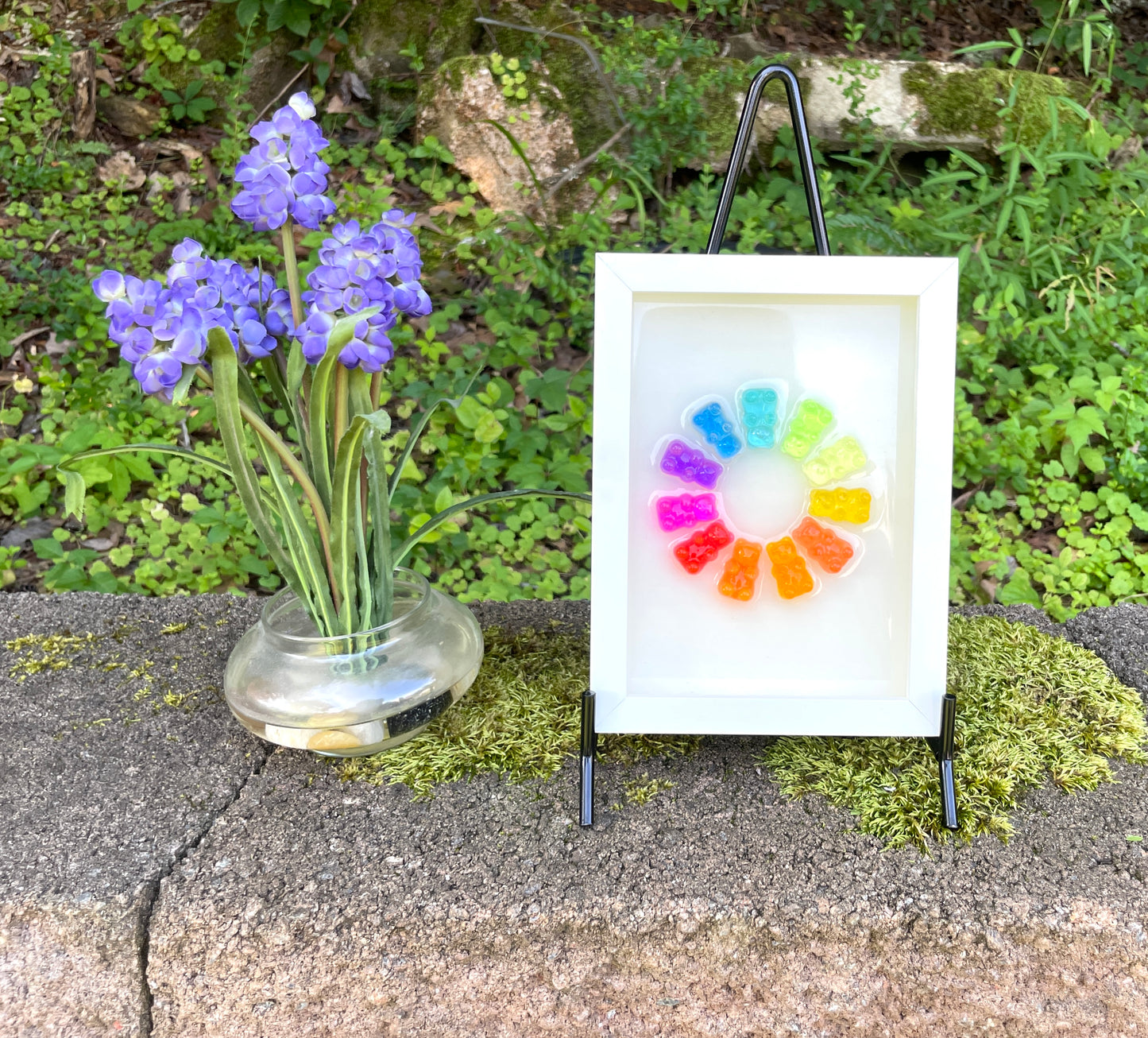 Rainbow Resin Gummy Bear 3D Framed Art - Small Circle