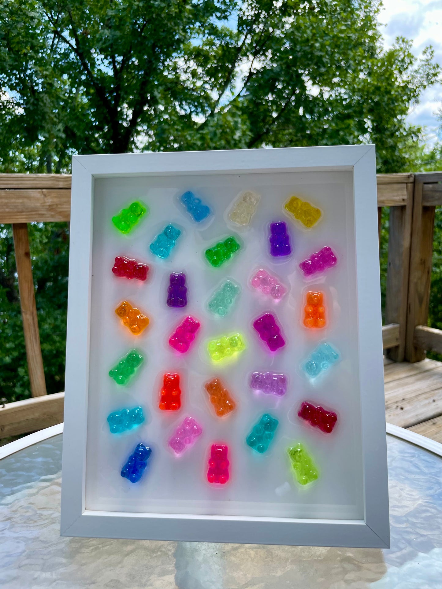 Scattered Rainbow Resin 3D Gummy Bear Framed Art