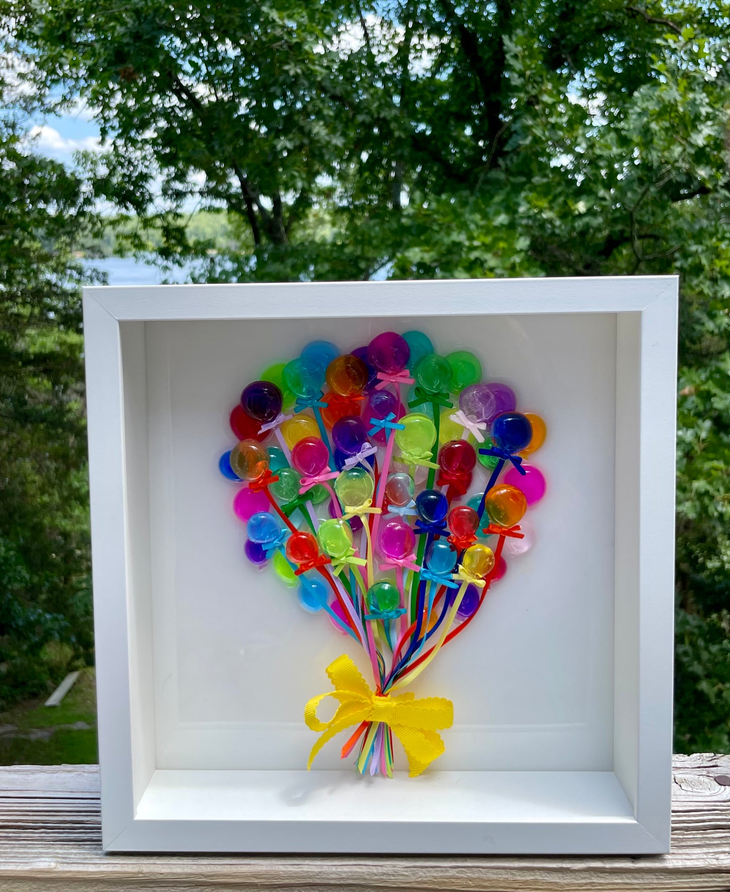 Fly Away Balloon Bunch 3D Resin Framed Art