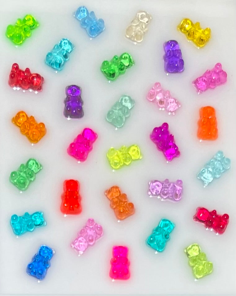 Scattered Rainbow Resin 3D Gummy Bear Framed Art