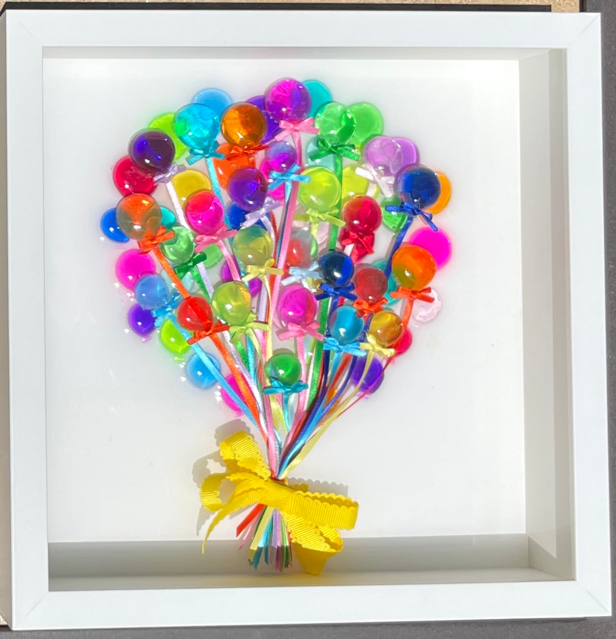 Fly Away Balloon Bunch 3D Resin Framed Art