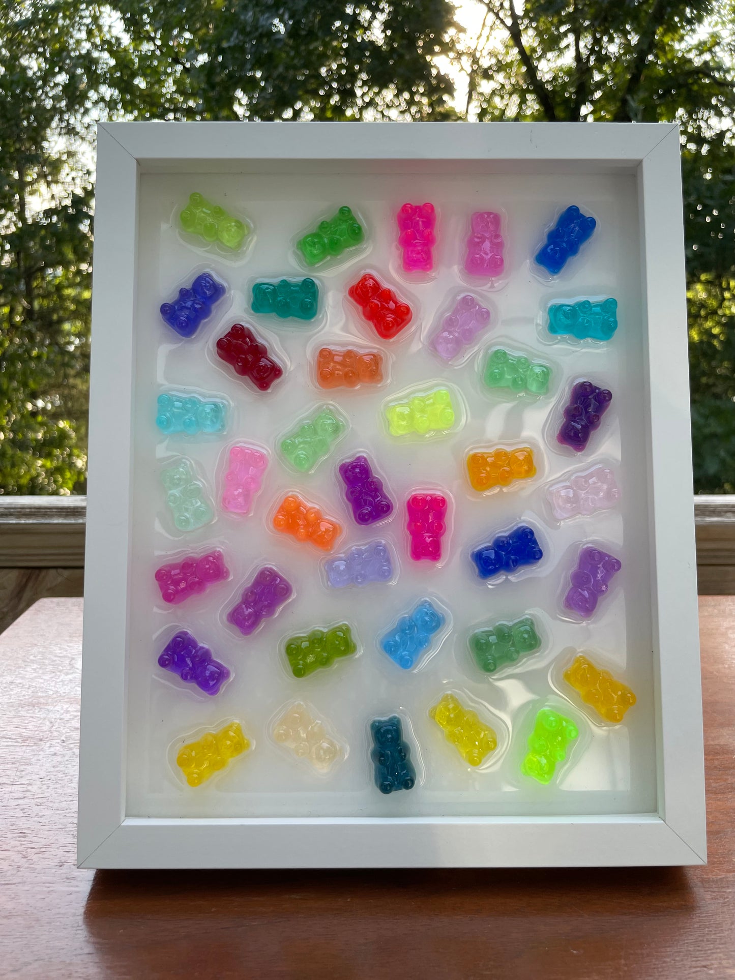 Scattered Rainbow Resin 3D Gummy Bear Framed Art