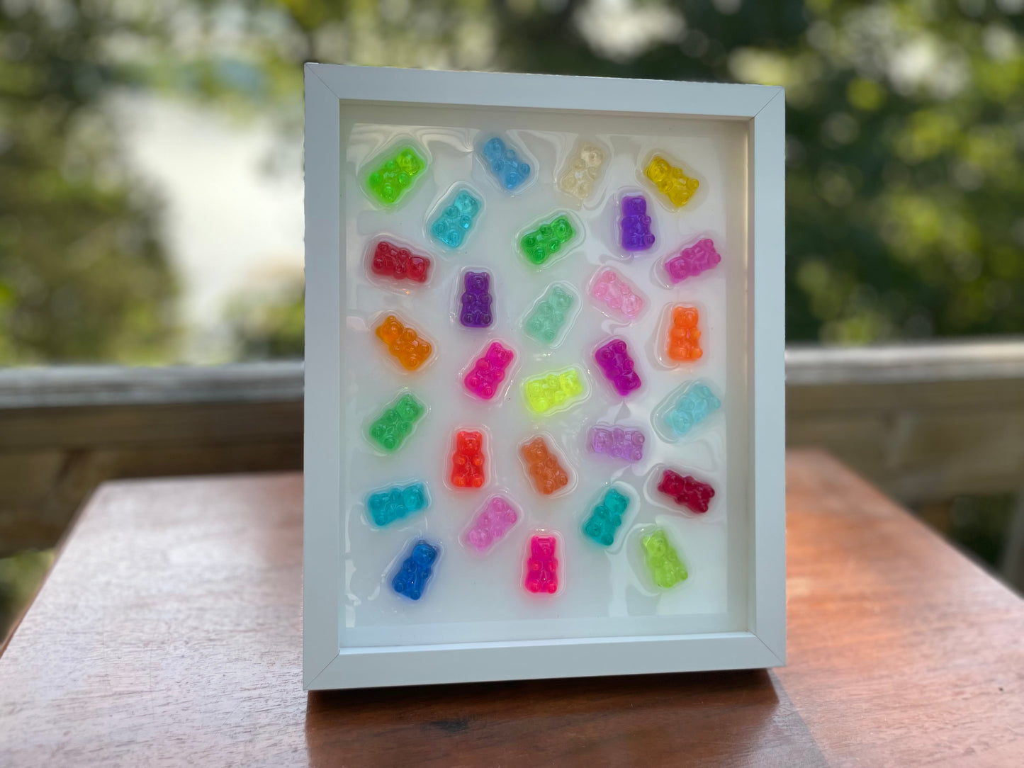 Scattered Rainbow Resin 3D Gummy Bear Framed Art