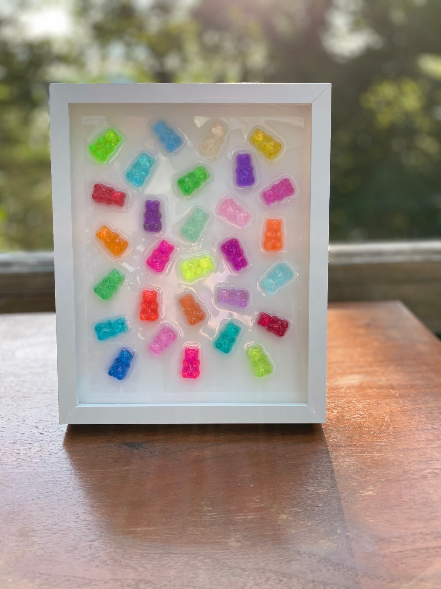 Scattered Rainbow Resin 3D Gummy Bear Framed Art