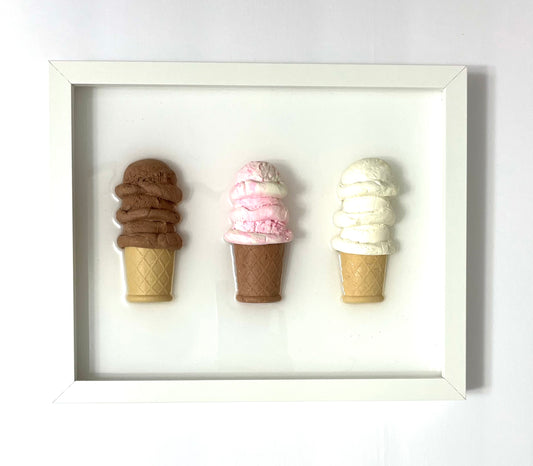 Ice Cream Resin 3D Framed Art