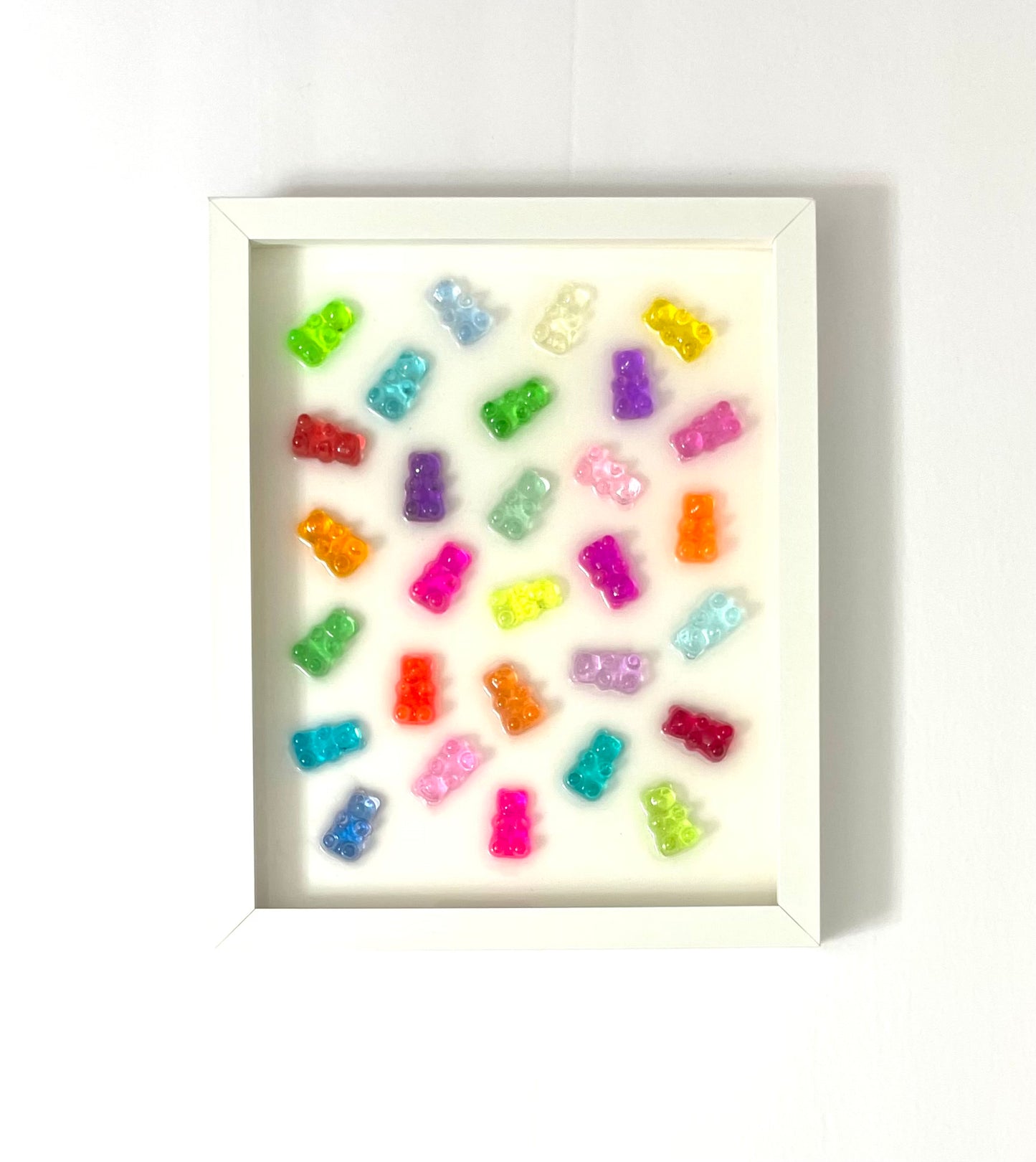 Scattered Rainbow Resin 3D Gummy Bear Framed Art