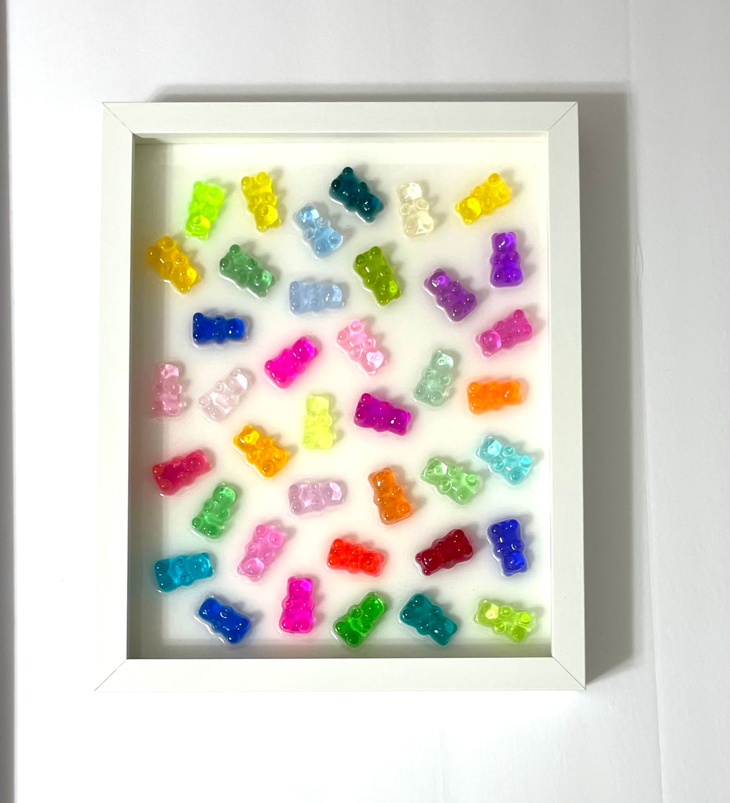 Scattered Rainbow Resin 3D Gummy Bear Framed Art