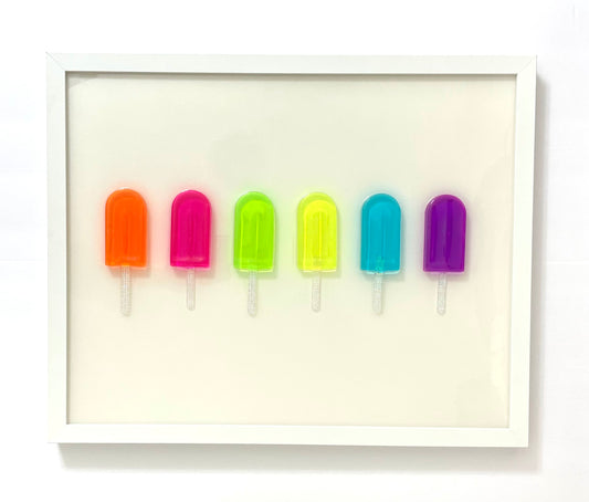 Neon Popsicles 3D Resin Framed Art - 6 Pops