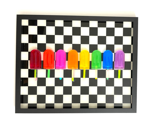 Rainbow Popsicles 3D Resin Framed Art - 8 Pops