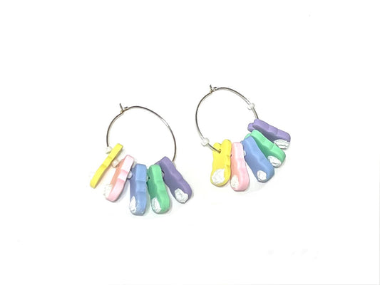 Bunny Puff Polymer Clay Wire Hoop Earrings