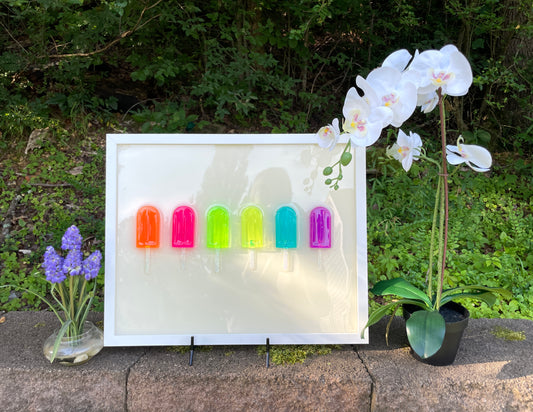 Neon Popsicles 3D Resin Framed Art - 6 Pops