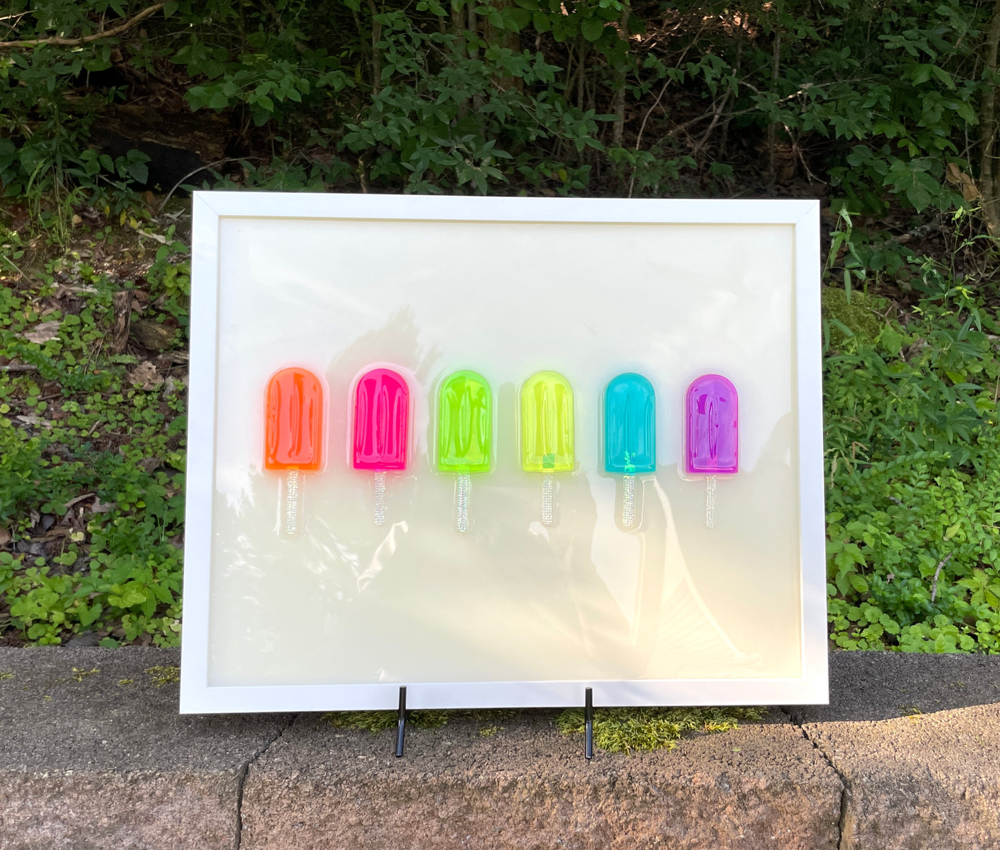 Neon Popsicles 3D Resin Framed Art - 6 Pops