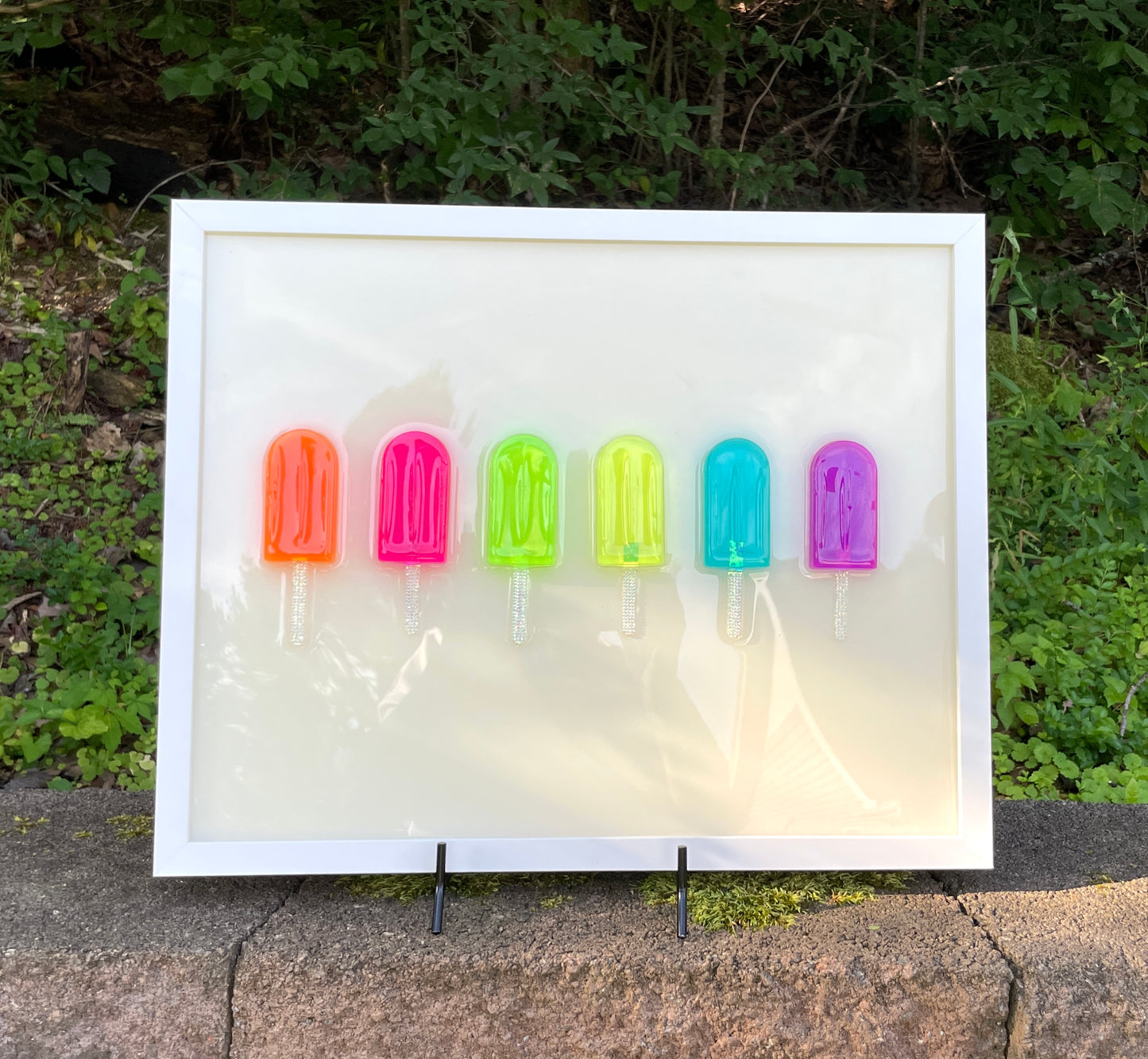 Neon Popsicles 3D Resin Framed Art - 6 Pops