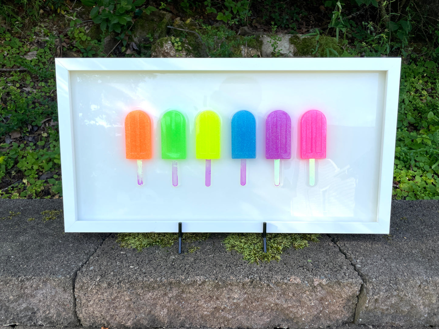 Glitter Neon Popsicles 3D Resin Framed Art - 6 Pops