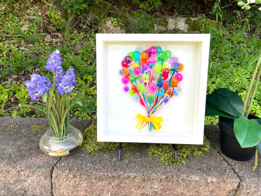 Fly Away Balloon Bunch 3D Resin Framed Art